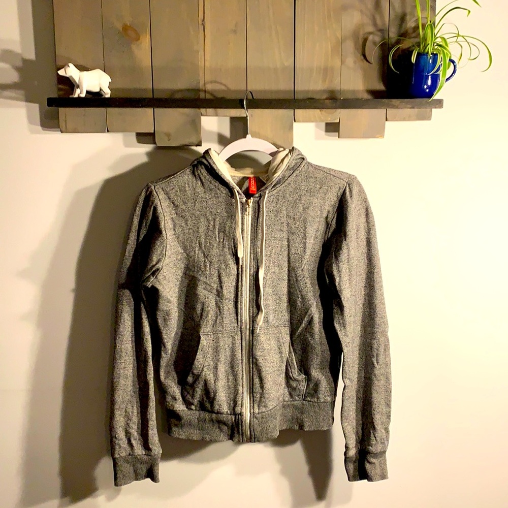 Speckled grey zip up hoodie